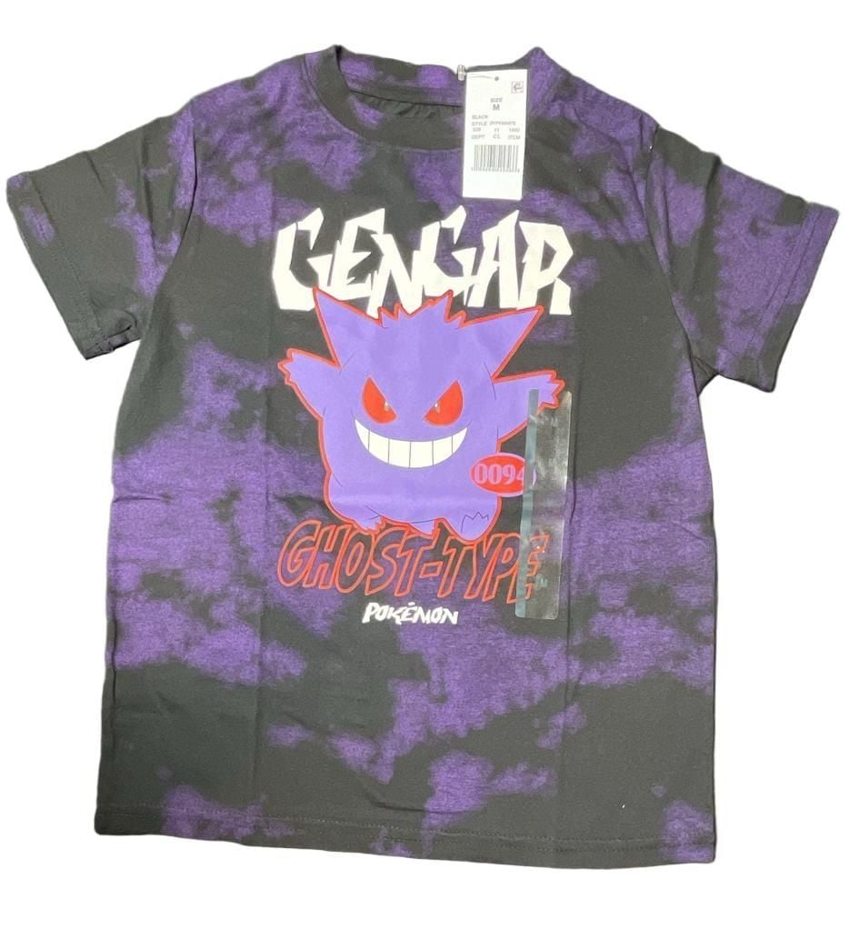 Kids Pokemon Gengar Ghost-Type Graphic T-Shirt Black Purple Tie-Dye 1