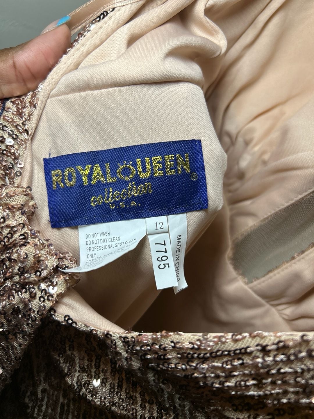 Royal Queen Long Sleeve Sequined Mesh Gown 7