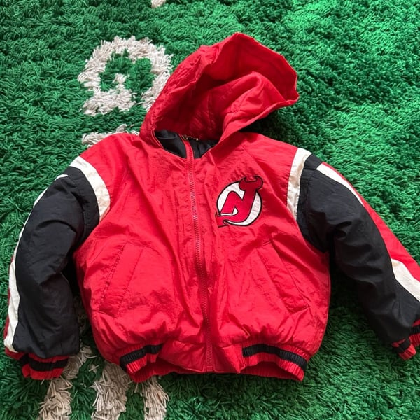 Vintage 90s Winning Goal New Jersey Devils Kids Puffer Jacket Size 4