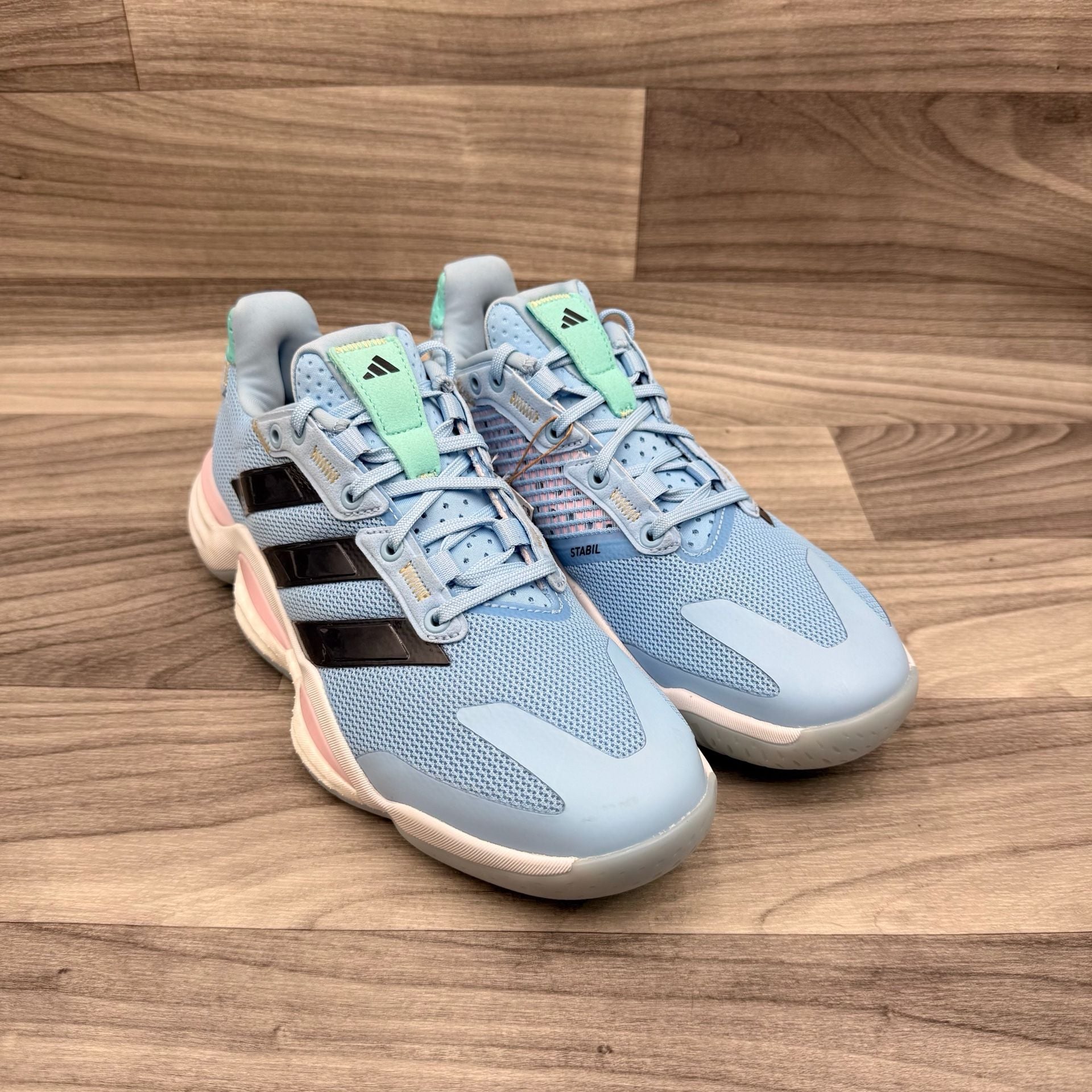Adidas Stabil 16 Shoes Women, Glow Blue/Shadow Navy/Core Black NWOT 5