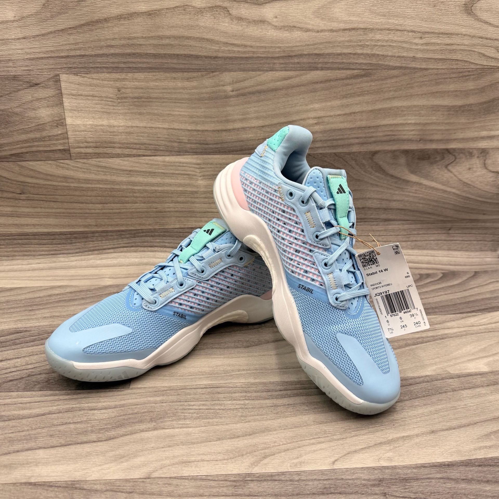Adidas Stabil 16 Shoes Women, Glow Blue/Shadow Navy/Core Black NWOT 14