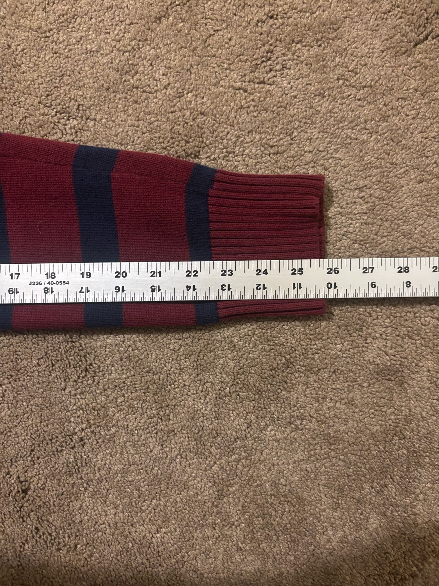 Tommy Hilfiger Men's Striped V-Neck Button Cardigan Sweater Burgundy Navy Size M 7