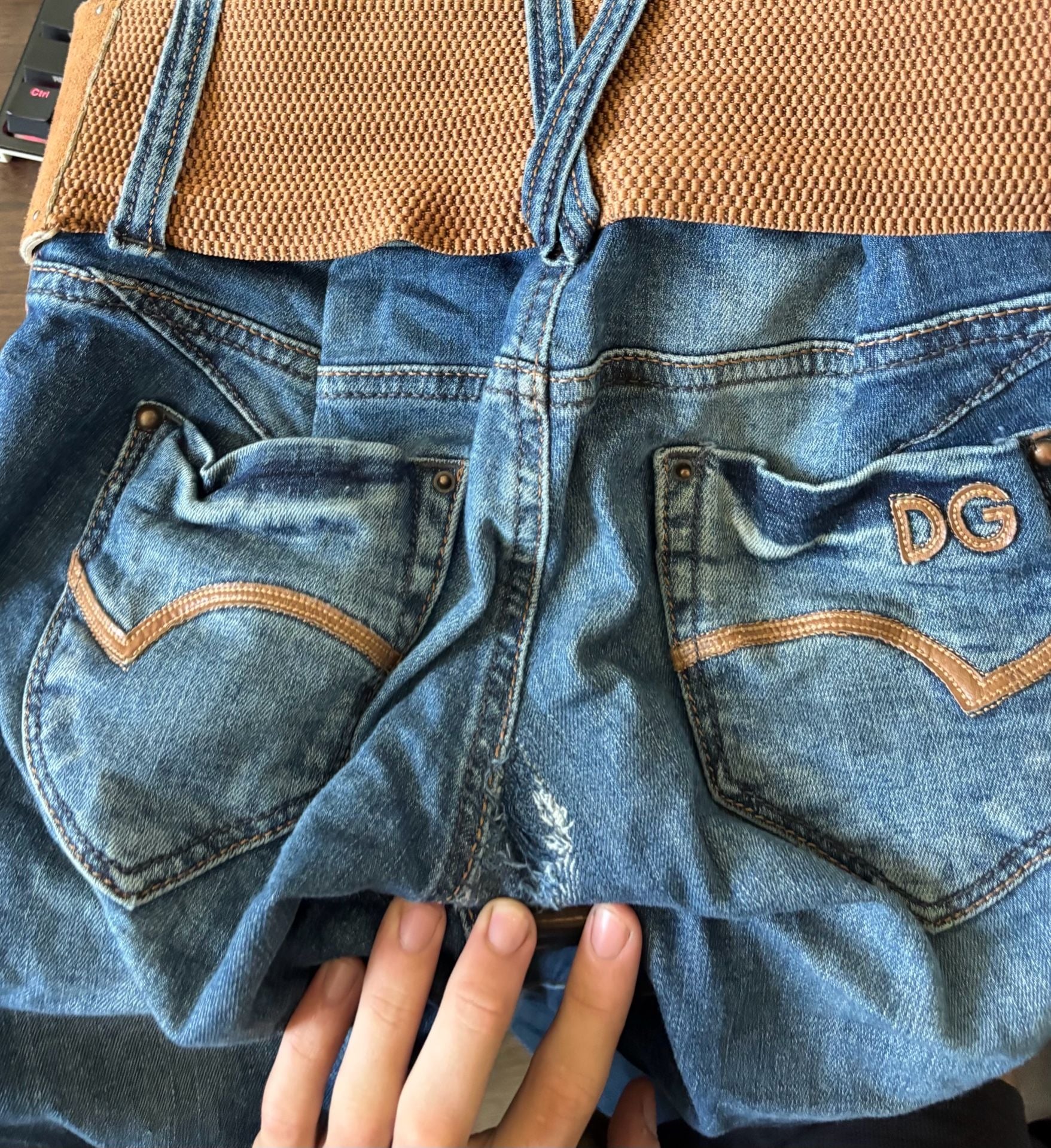 D&G Dolce & Gabbana Vintage Y2K Built-in Belted Skinny Denim Jeans 8
