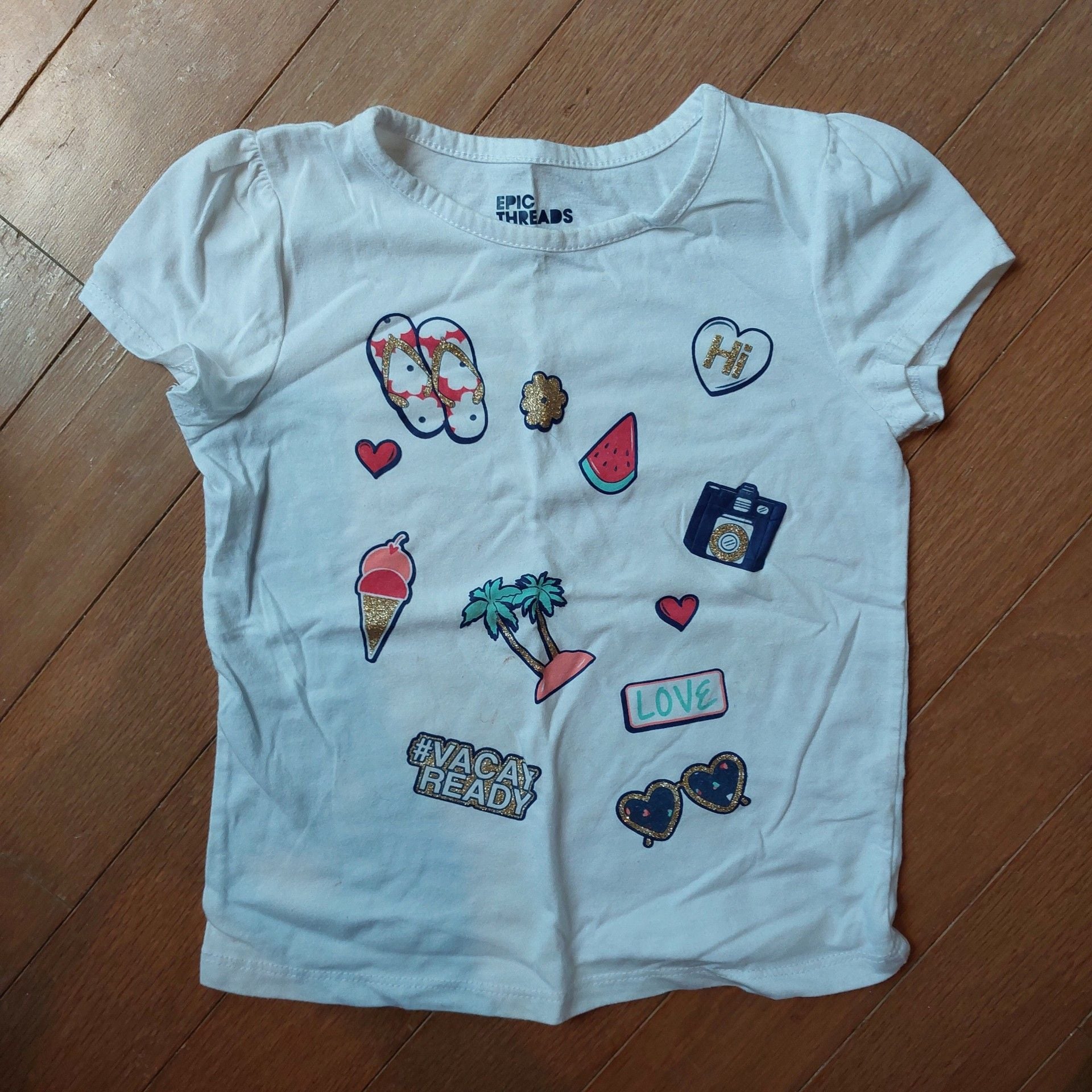 Epic Threads White Vacay Ready Graphic Short Sleeve T-Shirt Size 5 2