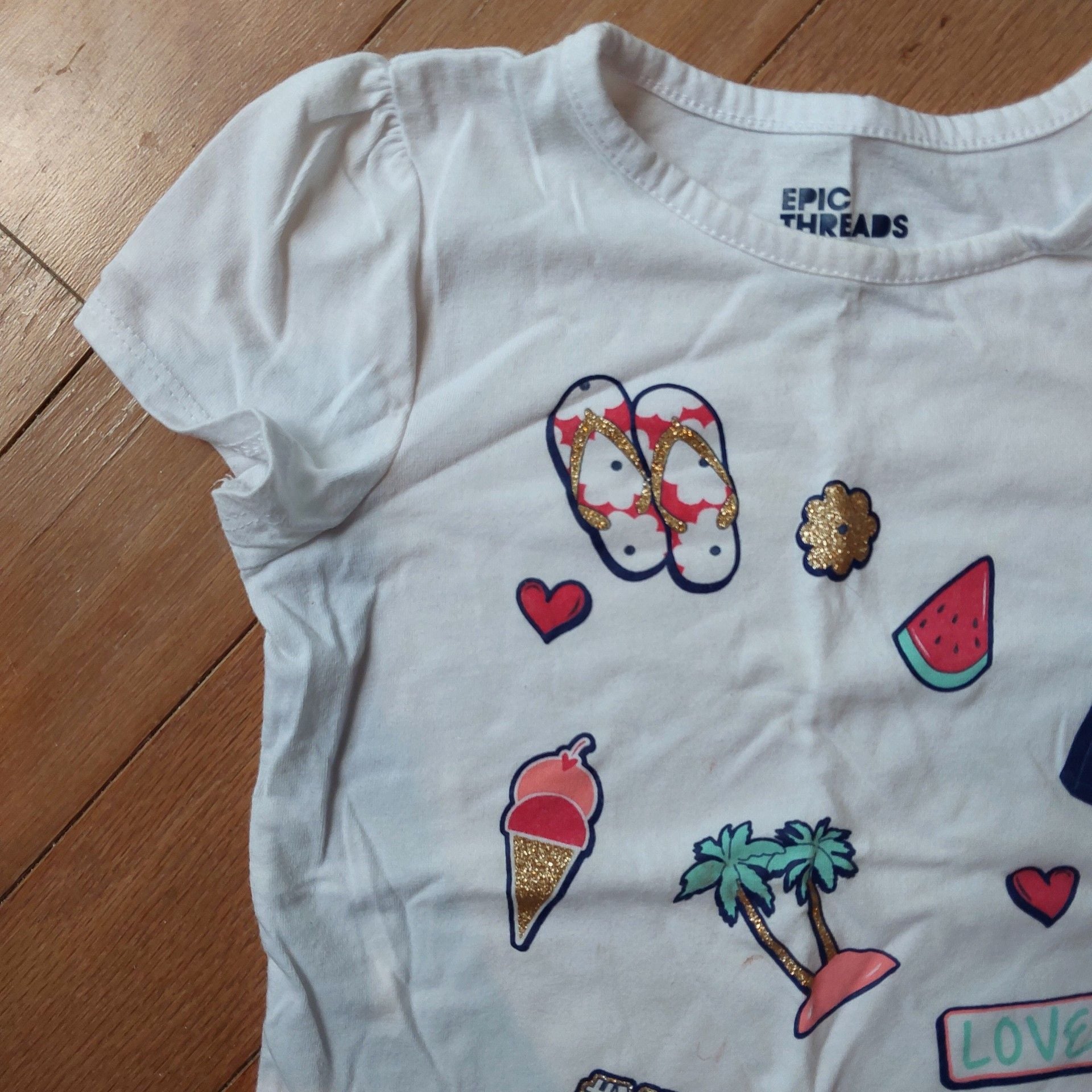 Epic Threads White Vacay Ready Graphic Short Sleeve T-Shirt Size 5 3