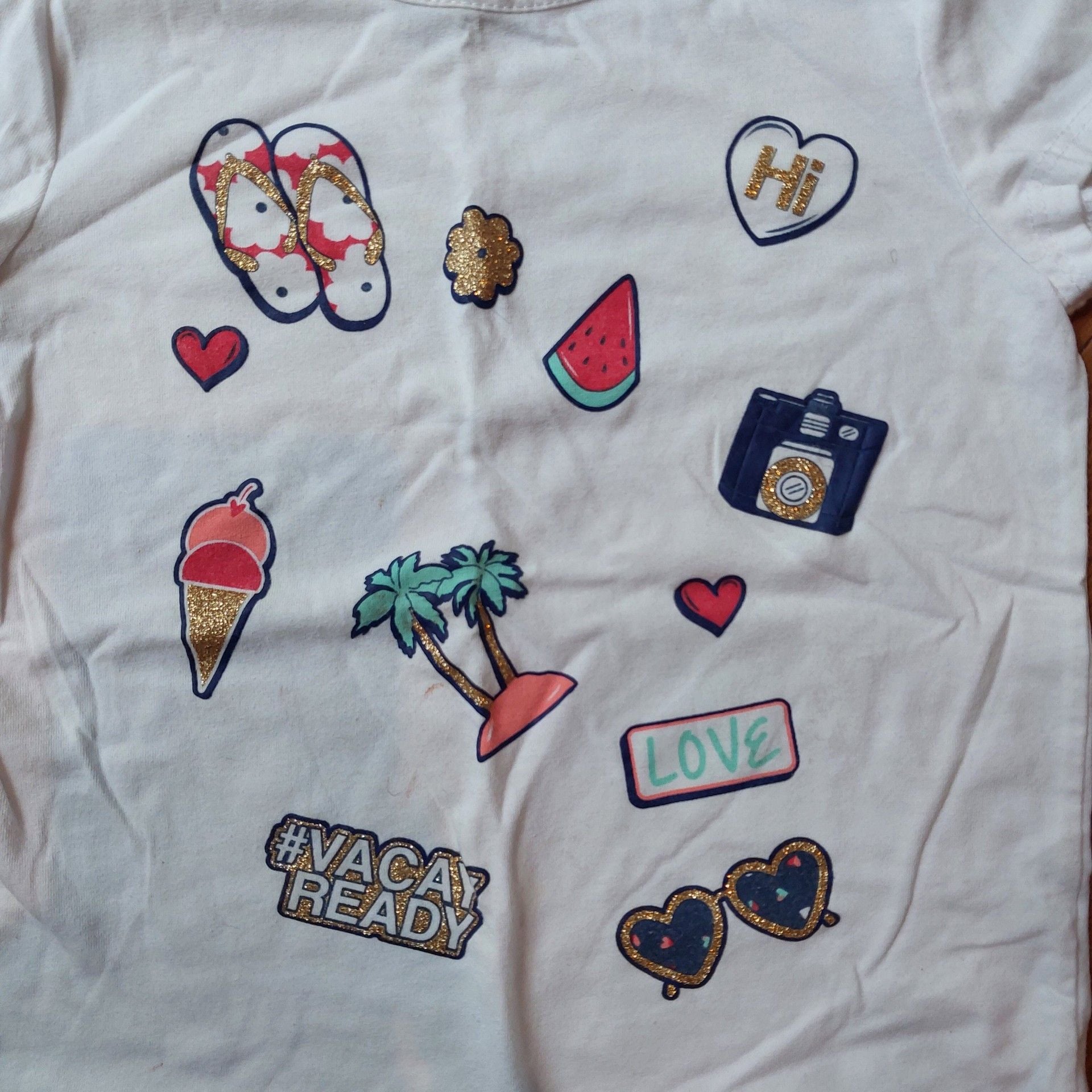 Epic Threads White Vacay Ready Graphic Short Sleeve T-Shirt Size 5 4