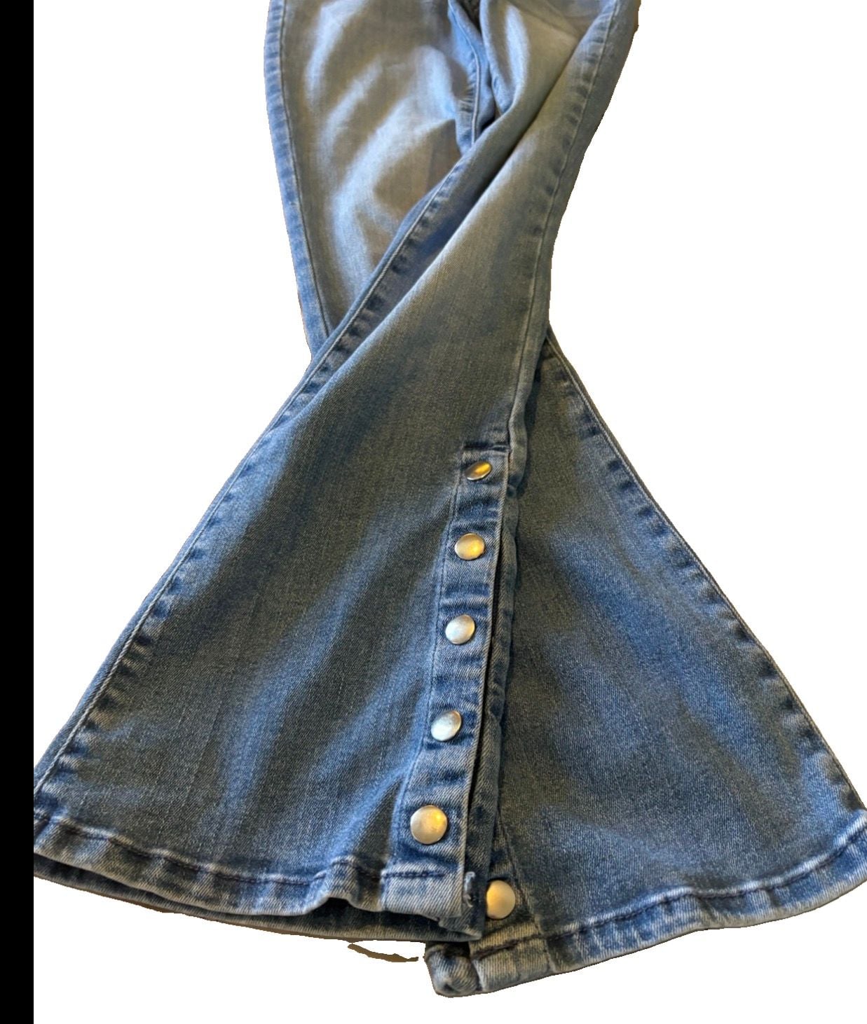 GUESS Beatrix High Rise Bootcut Jeans Light Wash Snap Button Hem Size 26 ECU 5