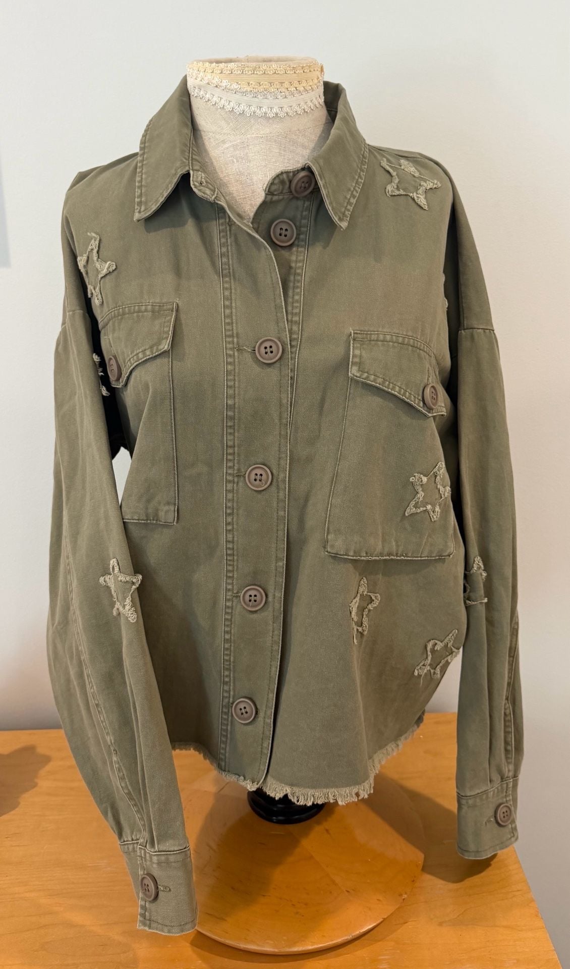 Gen Z Hipster Blokette - By Together - Denim Jacket in Army Green – , CA 2