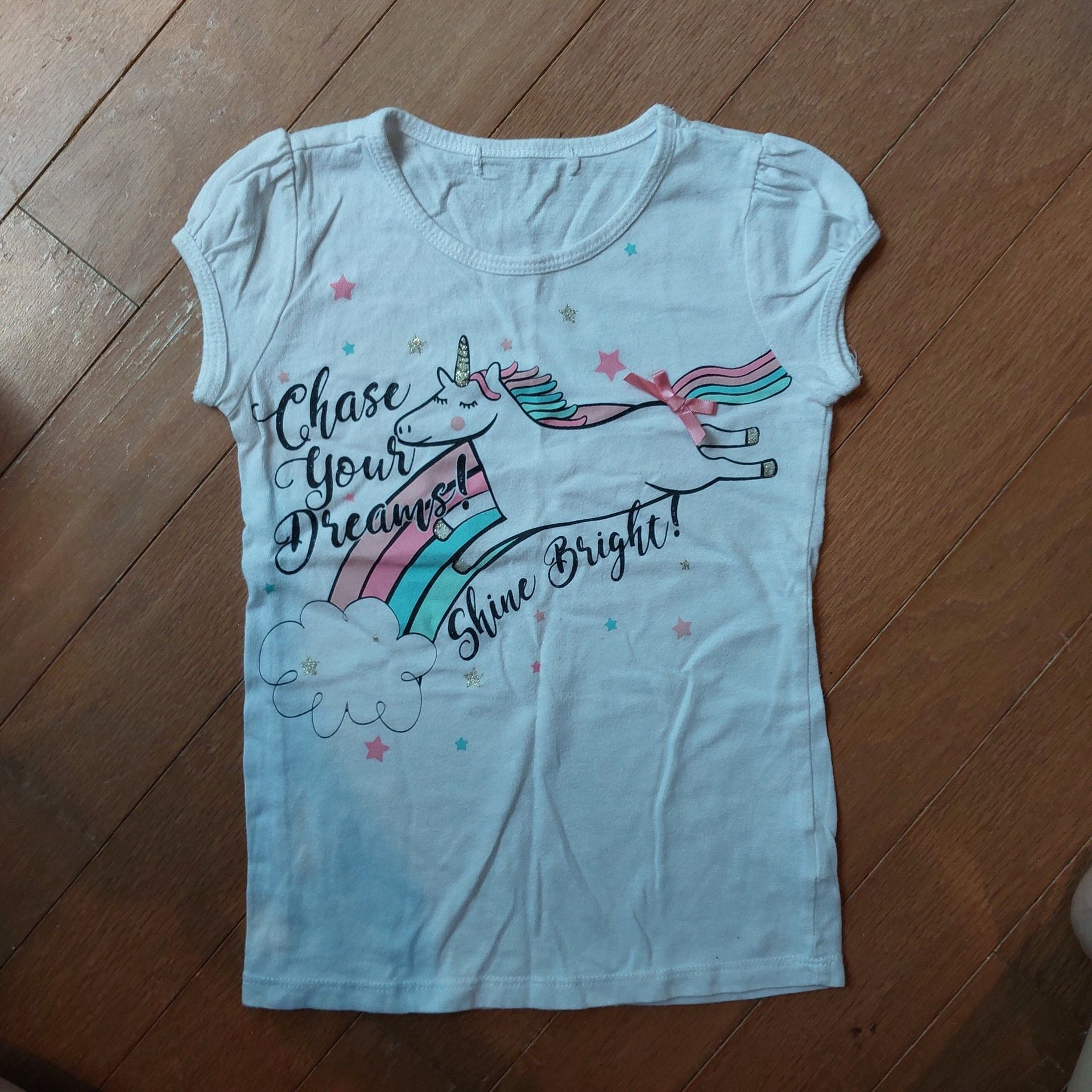 Girls White Short Sleeve Unicorn Chase Your Dreams T-Shirt 2