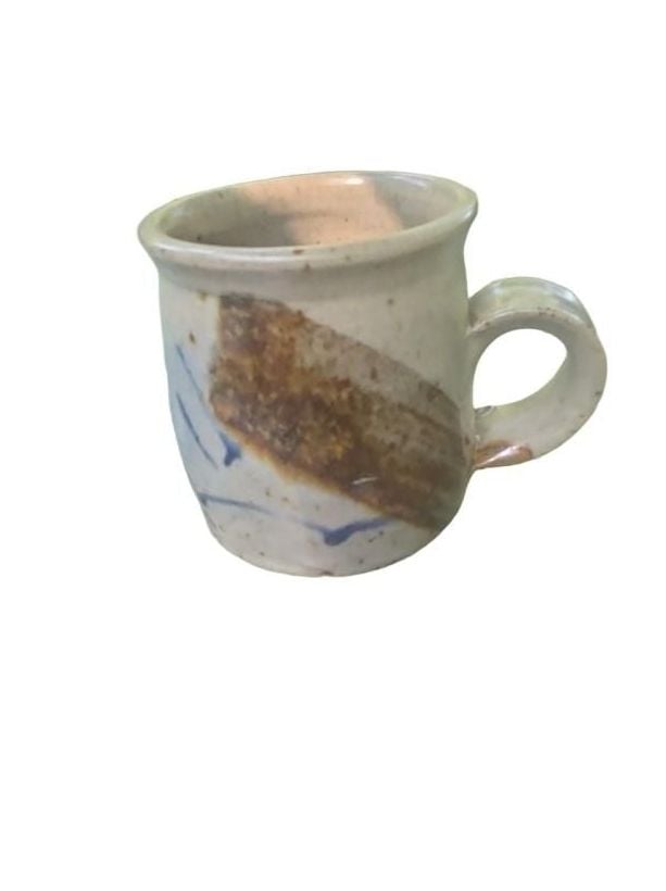 Hand Thrown Stoneware Ceramic Mug with Brown and Blue Glaze, Signed 1