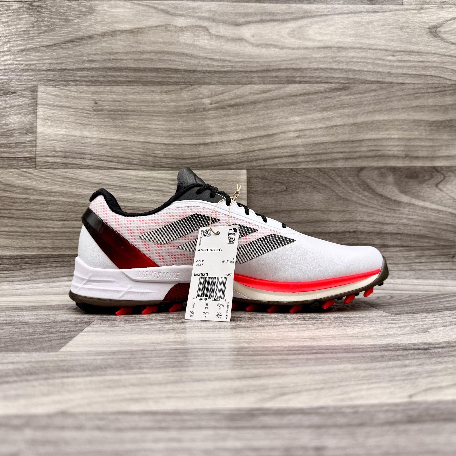 Adidas Adizero ZG Spikeless Golf Shoes White/Red/Black Men’s 9.5 13