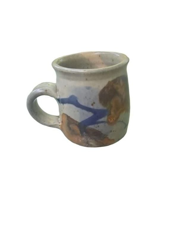 Hand Thrown Stoneware Ceramic Mug with Brown and Blue Glaze, Signed 4