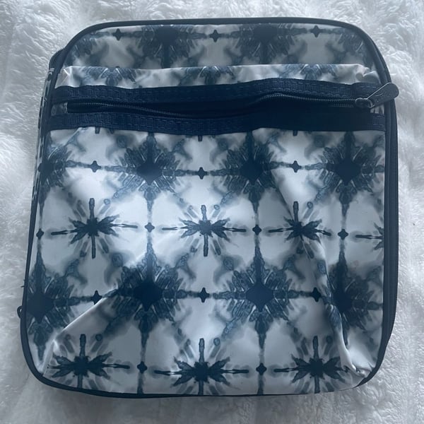 Thirty-One Lunch Bag with Indigo Burst Tie-Dye Pattern