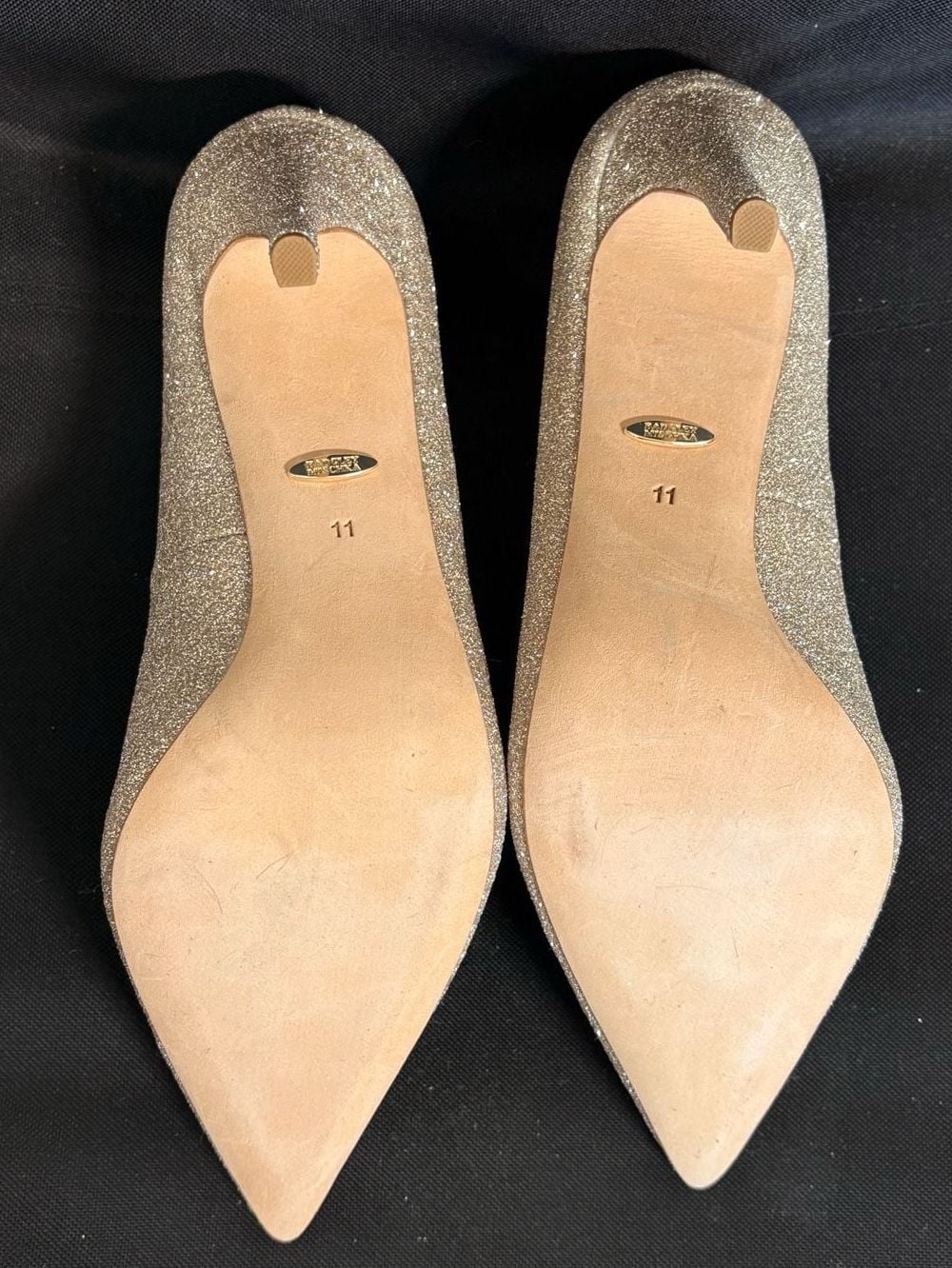 Badgley Mischka Cher Crystal Buckle Pumps Gold Glitter Size 11 5