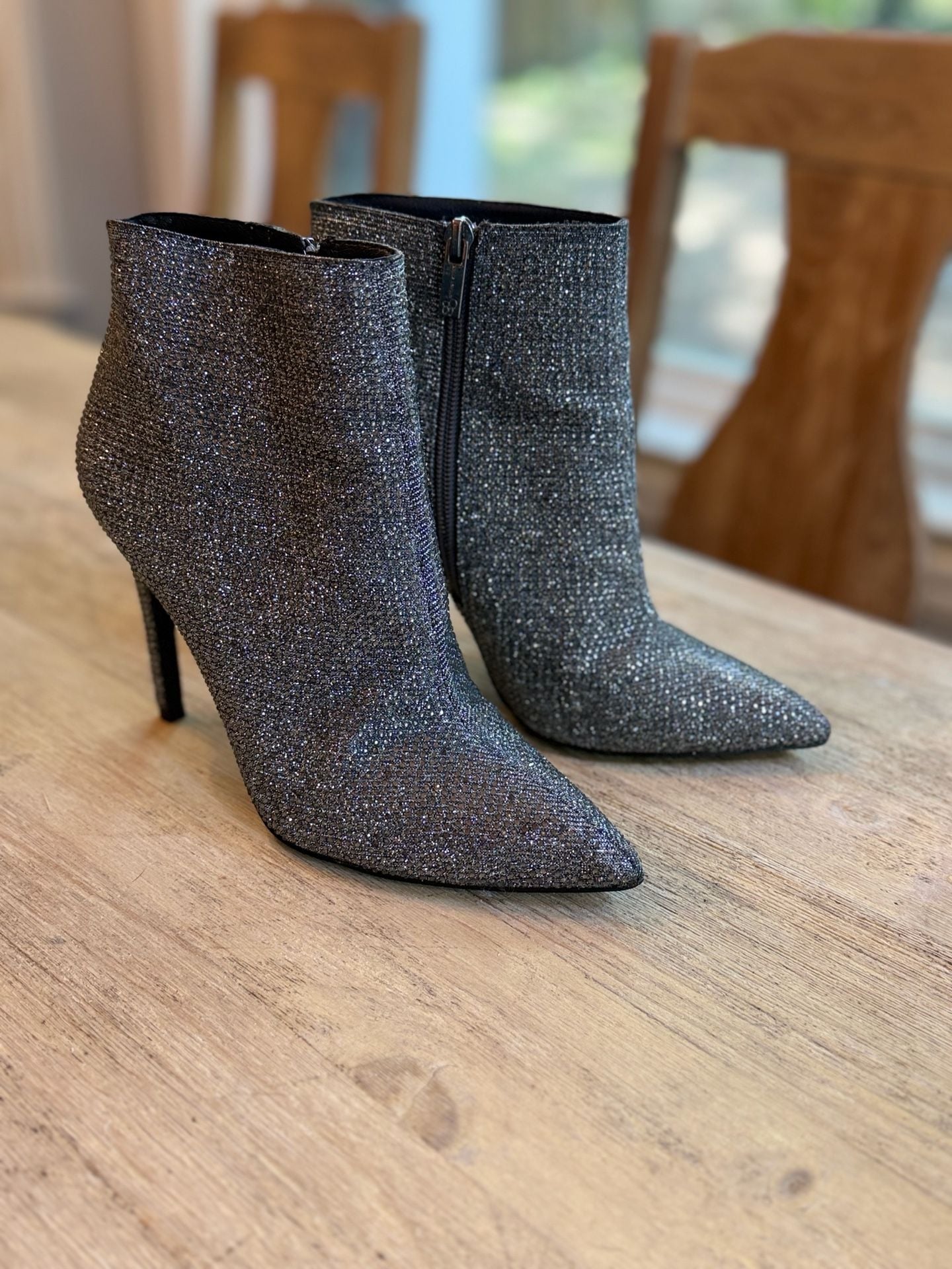 Jessica Simpson Pelina 3 Sparkly Rhinestone Stiletto Heel Ankle Boots Size 8 2