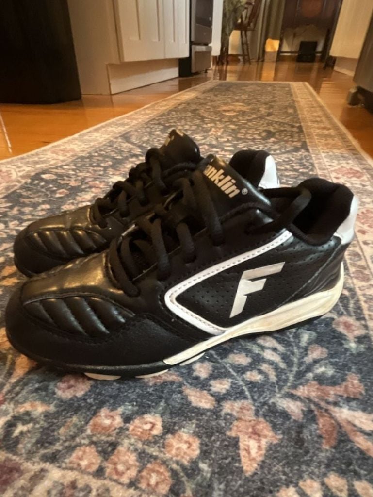 Baseball Cleats size 13Y Franklin boys kids cleats shoes black white 2