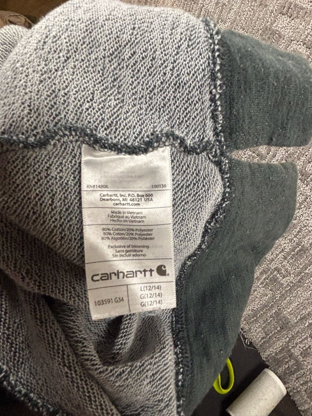 Carhartt Women's Relaxed Fit Green Heather Newberry Hoodie Sweatshirt 240 8