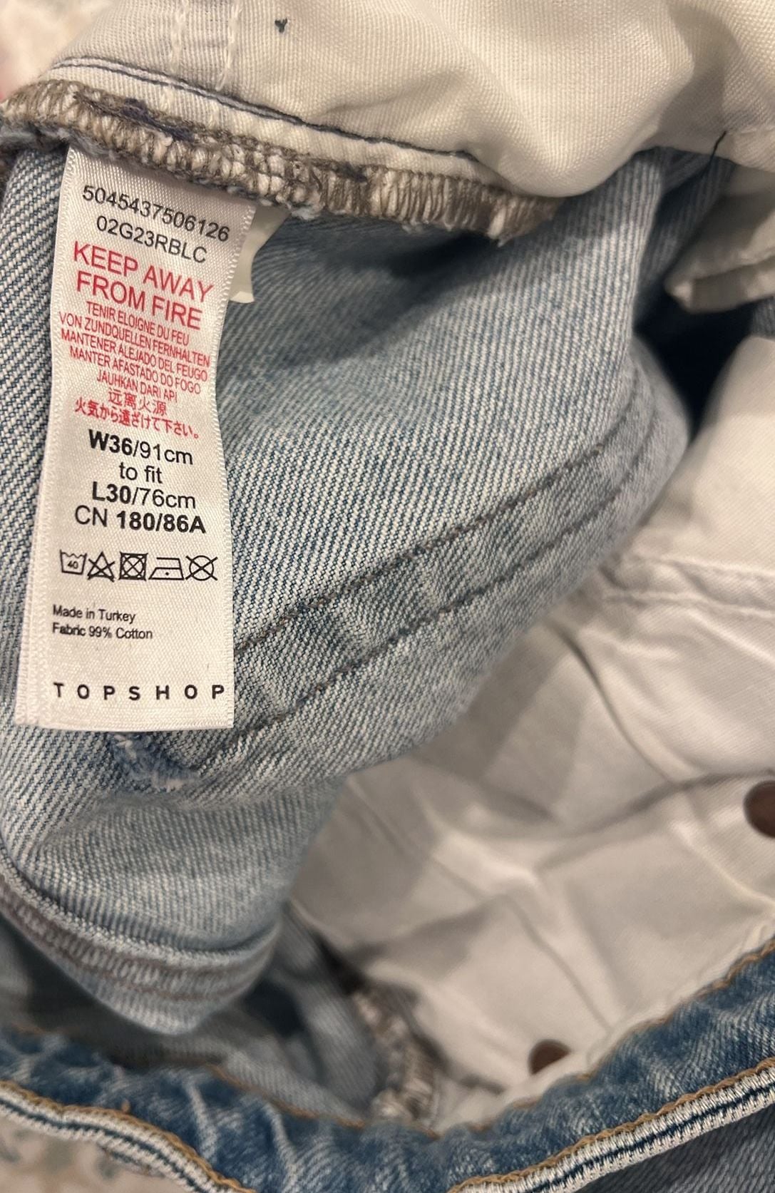 TopShop Womens Sz 36 Original Straight Fit Cropped Distressed Jeans 15