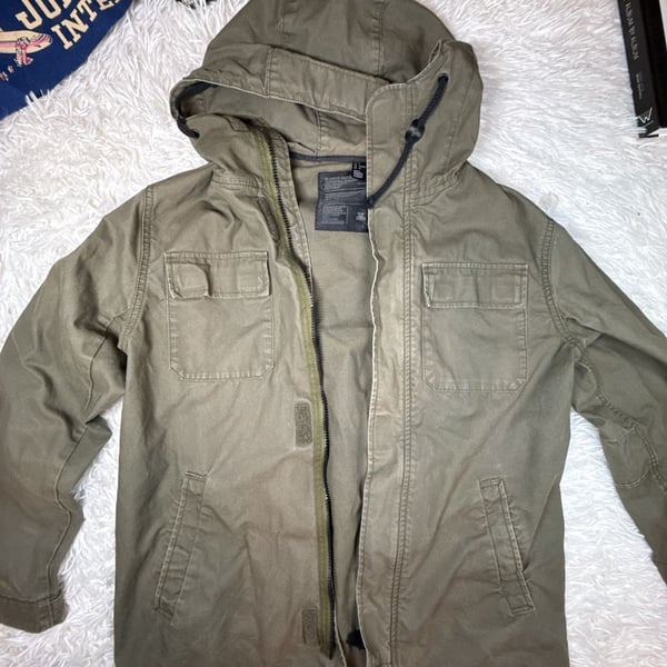 Divided Olive Green Utility Field Jacket with Hood