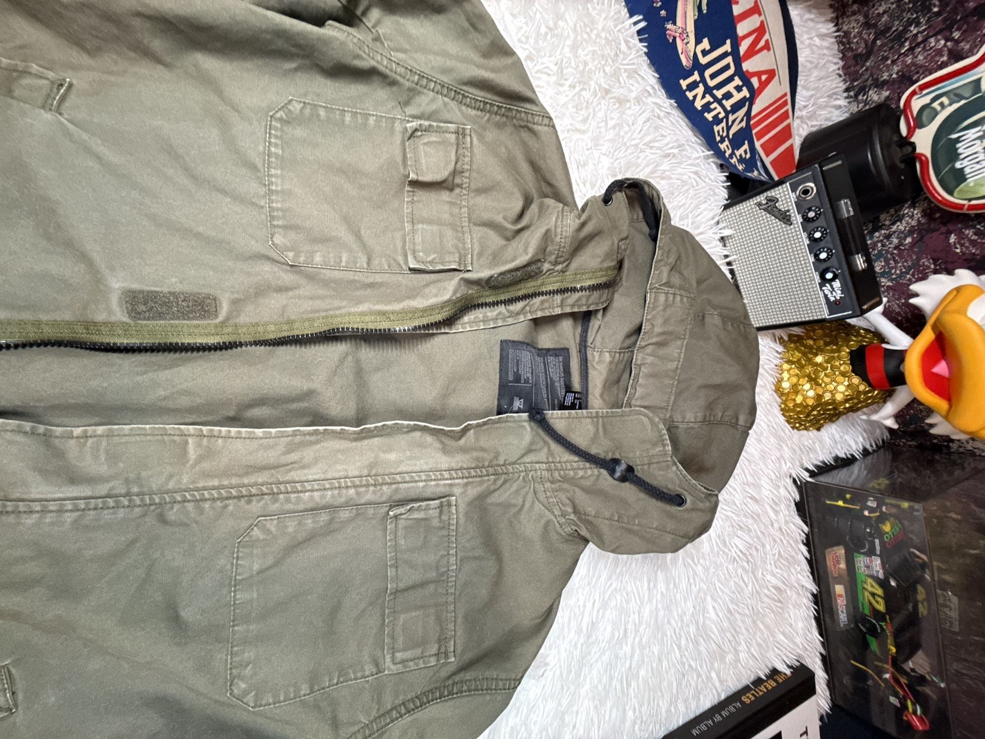 Divided Olive Green Utility Field Jacket with Hood 7
