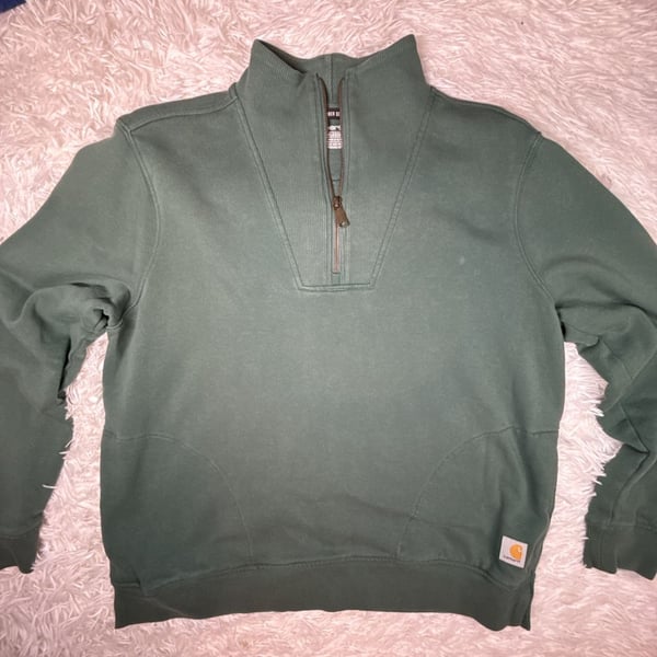 Carhartt Women's Tencel Series Relaxed Fit Half-Zip Sweatshirt Green