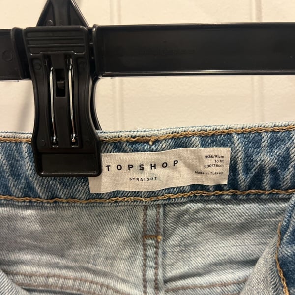 TopShop Womens Sz 36 Original Straight Fit Cropped Distressed Jeans