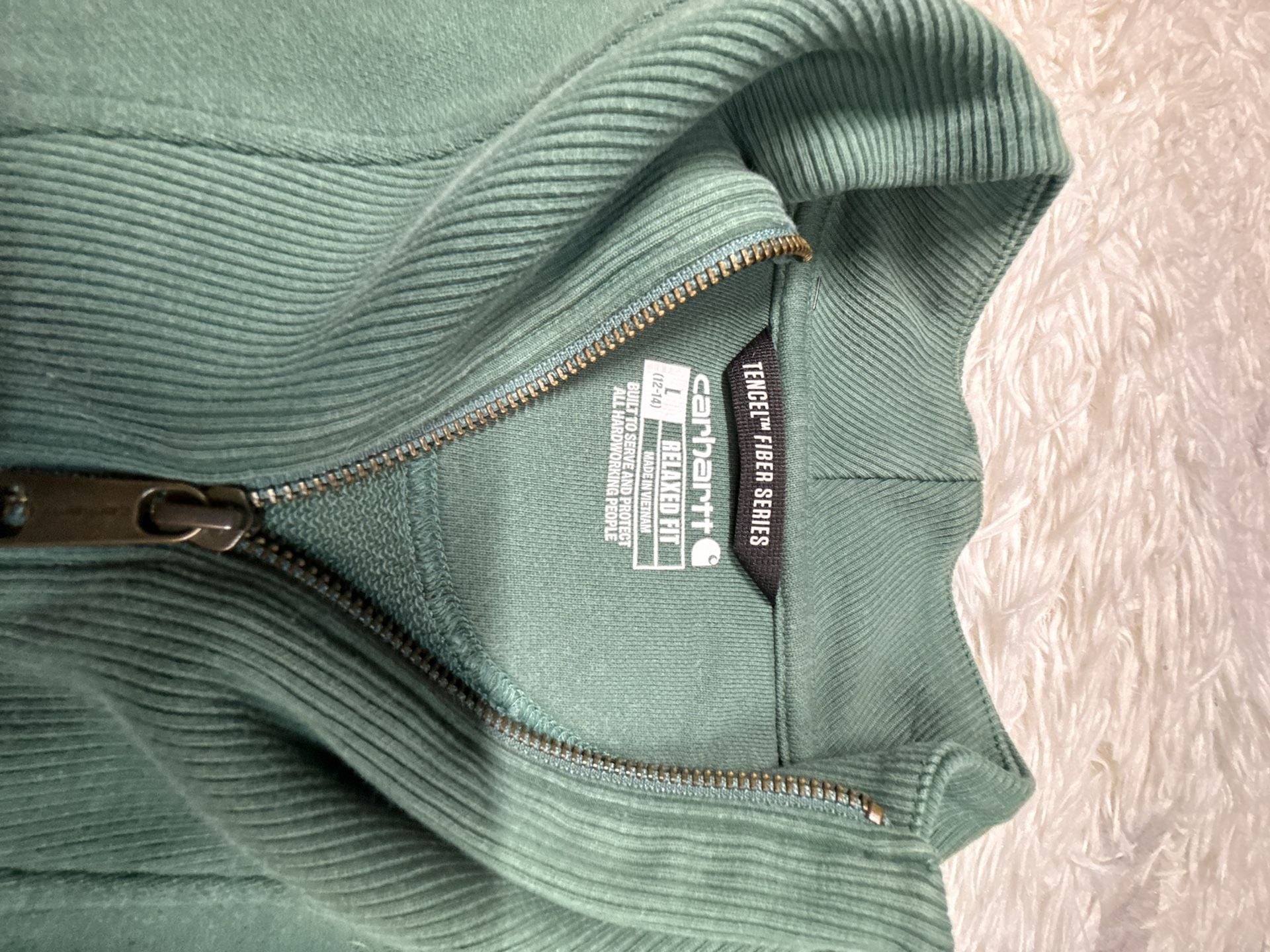 Carhartt Women's Tencel Series Relaxed Fit Half-Zip Sweatshirt Green 9