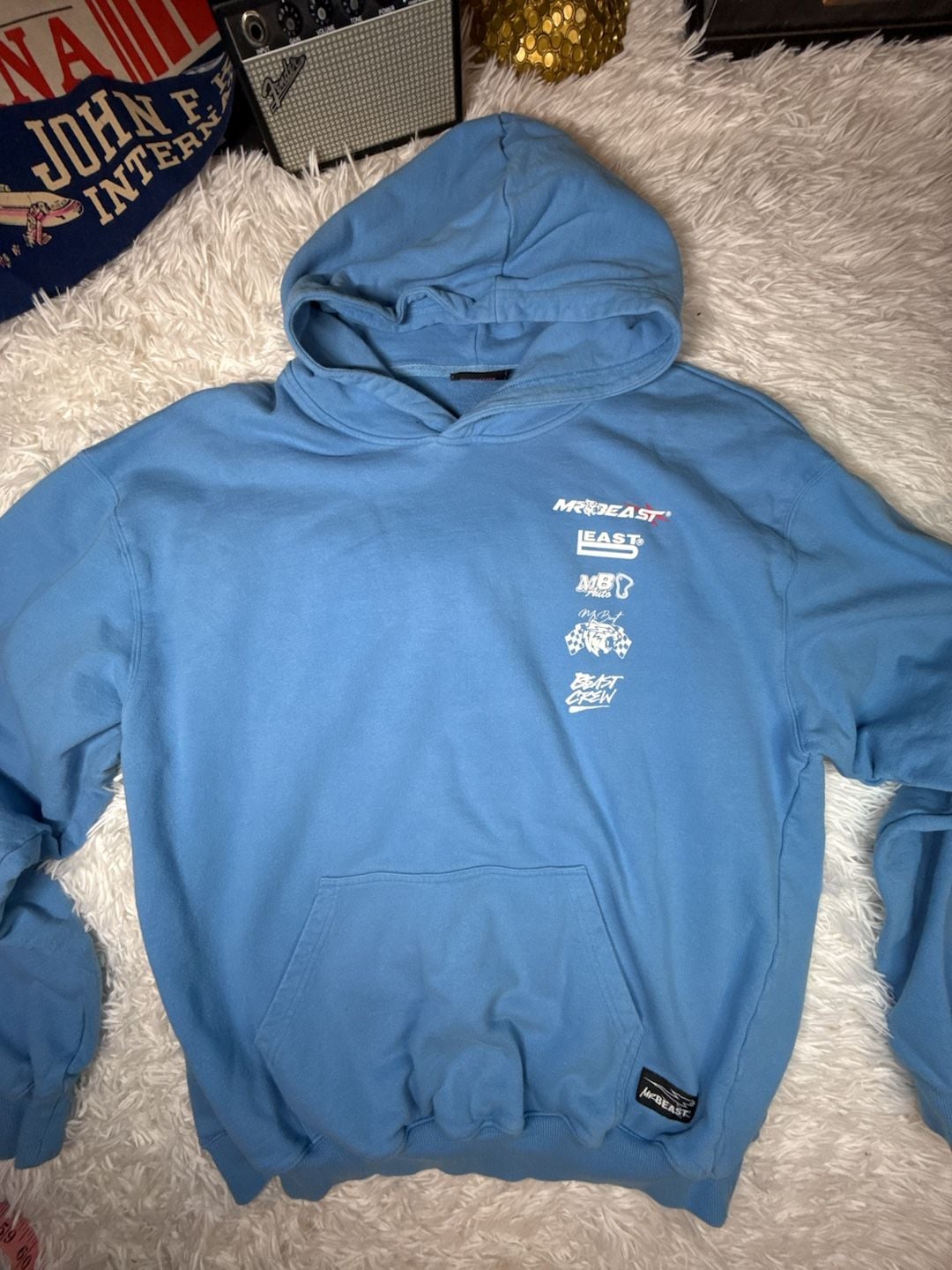 MrBeast Motorsports Blue Pullover Hoodie with Chest Graphics 2