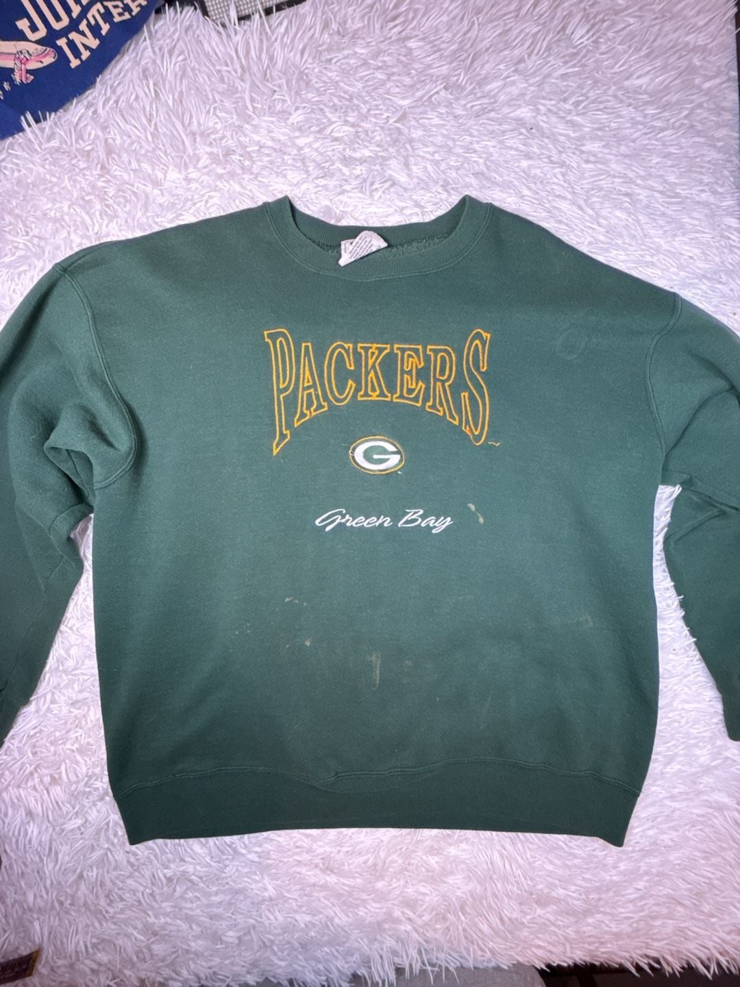 Vintage 1990s Lee Sport Green Bay Packers Spellout Embroidered Crewneck Sweatshirt XL Green 2