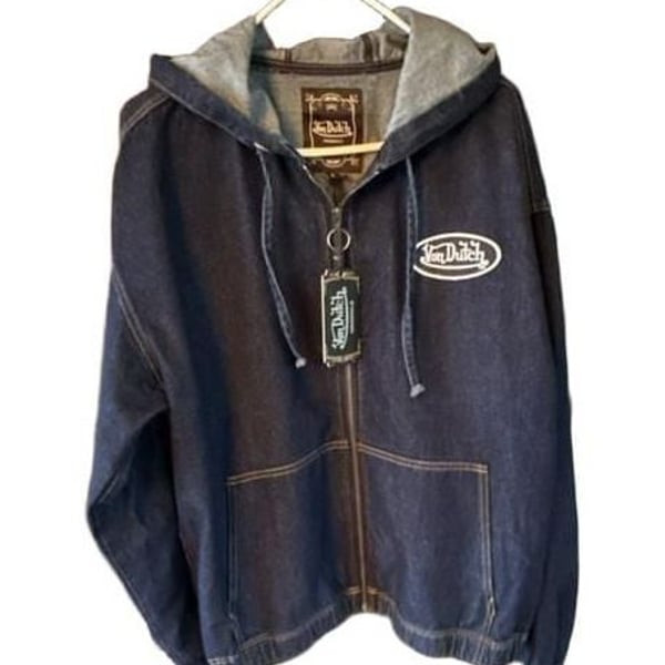Von Dutch Black Denim Zip-Up Hoodie Jacket