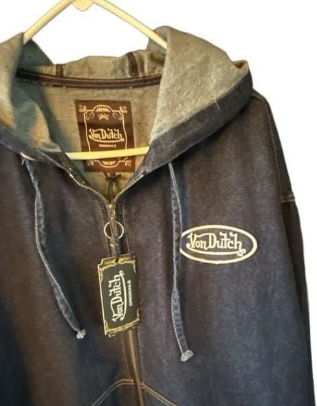 Von Dutch Black Denim Zip-Up Hoodie Jacket 3