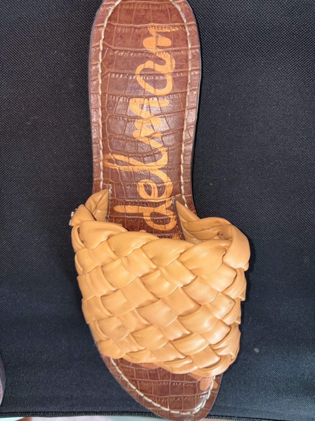 Sam Edelman Griffin Woven Slide Sandals Tan Leather 2
