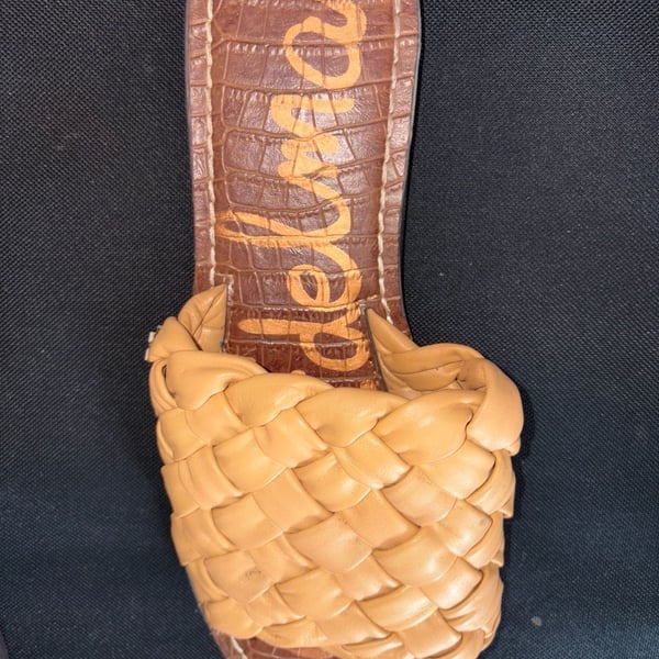 Sam Edelman Griffin Woven Slide Sandals Tan Leather