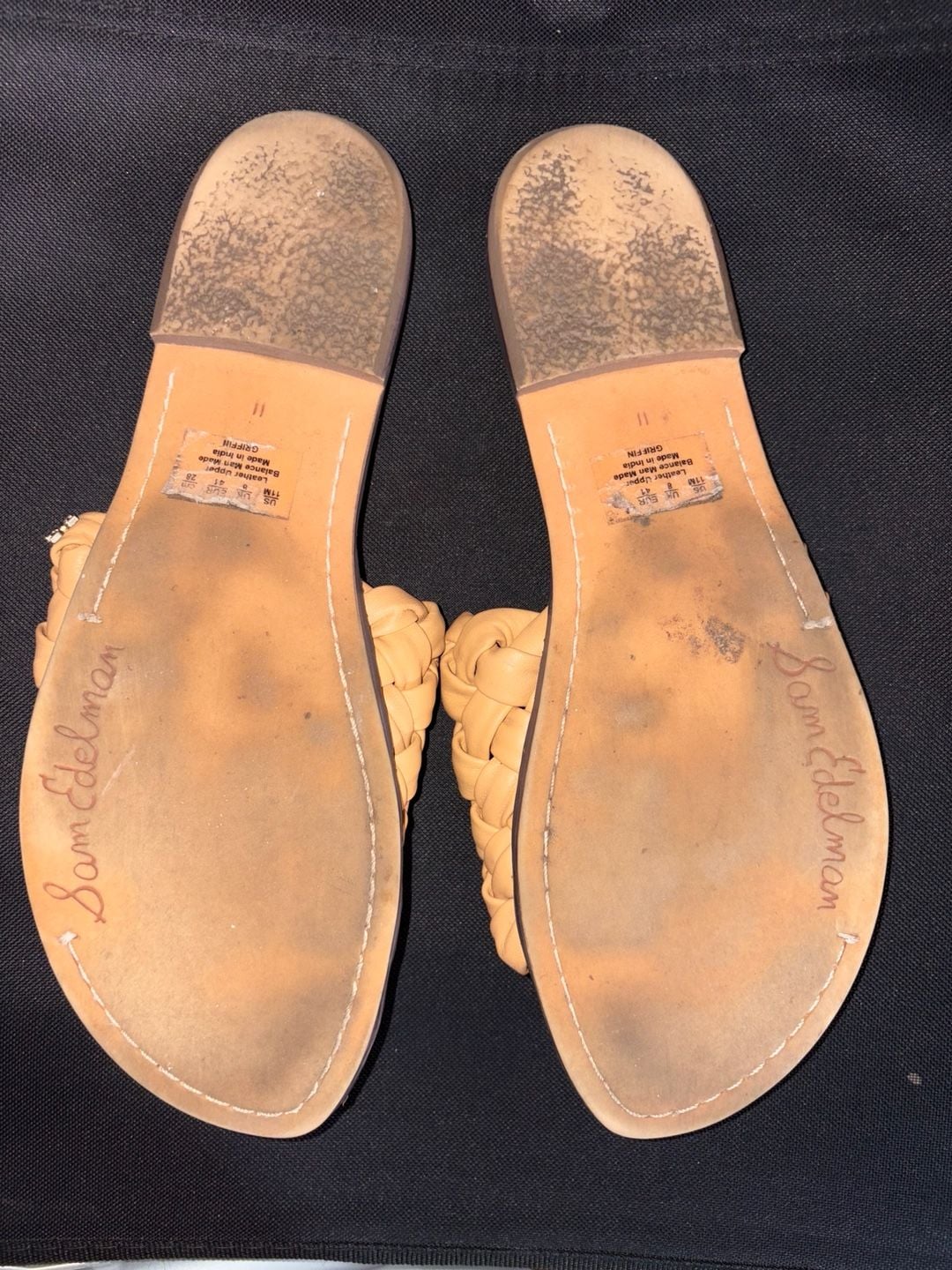Sam Edelman Griffin Woven Slide Sandals Tan Leather 6