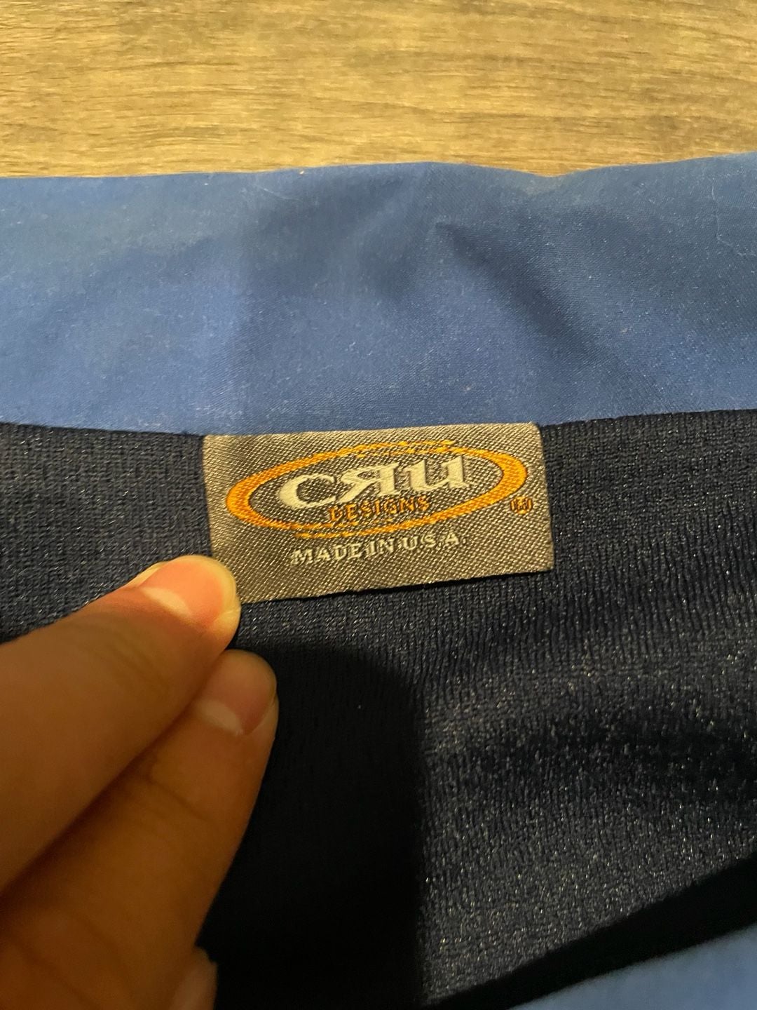 CRU Designs Vintage Blue and Black Full Zip Windbreaker Jacket Made in USA 7