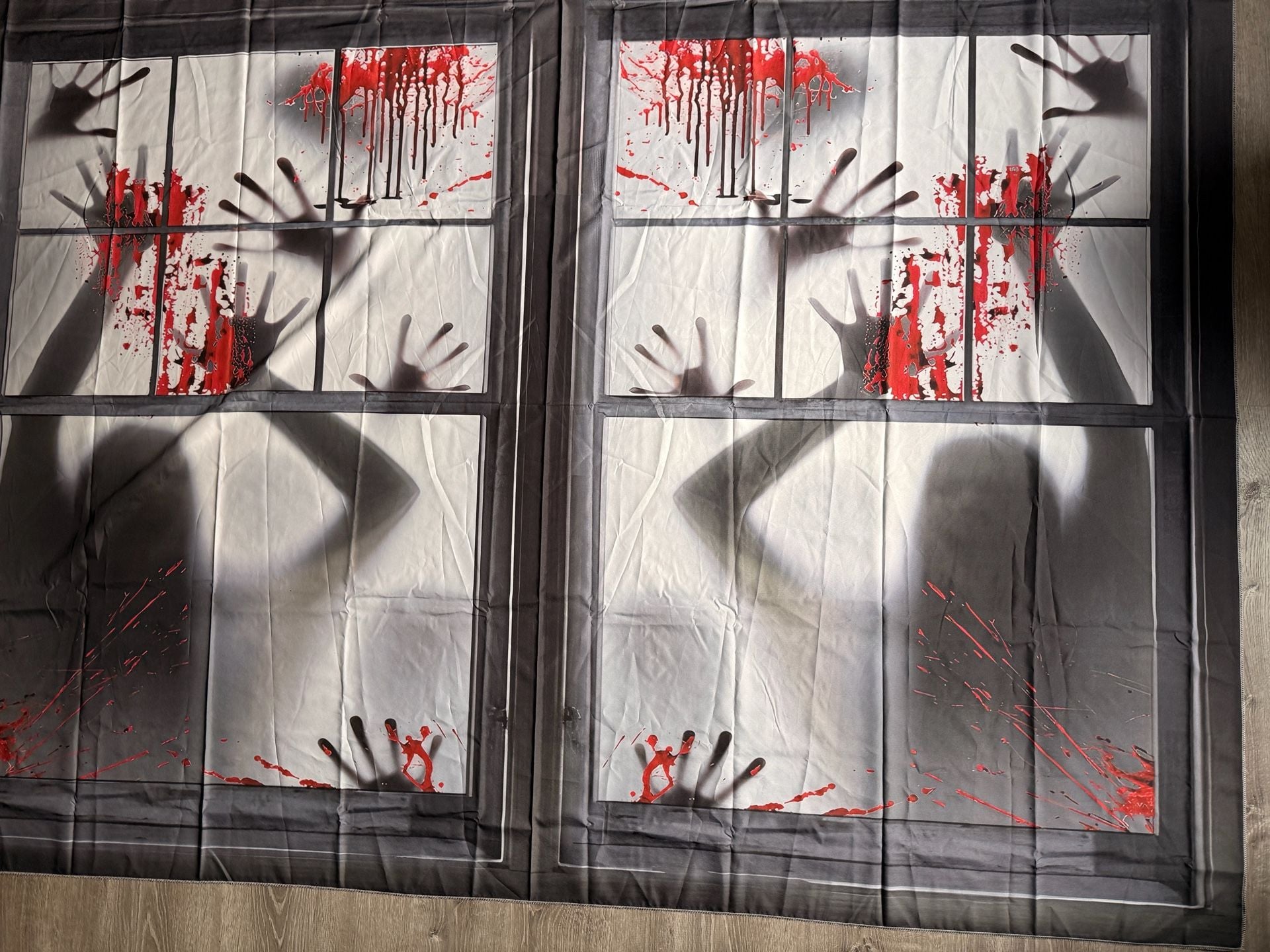 Halloween Large Window Decorations Door Cover, Window Clings Poster for Scary Bloody Zombie Haunted House 1