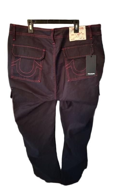 true religion black with red stitching cargo pants men 4
