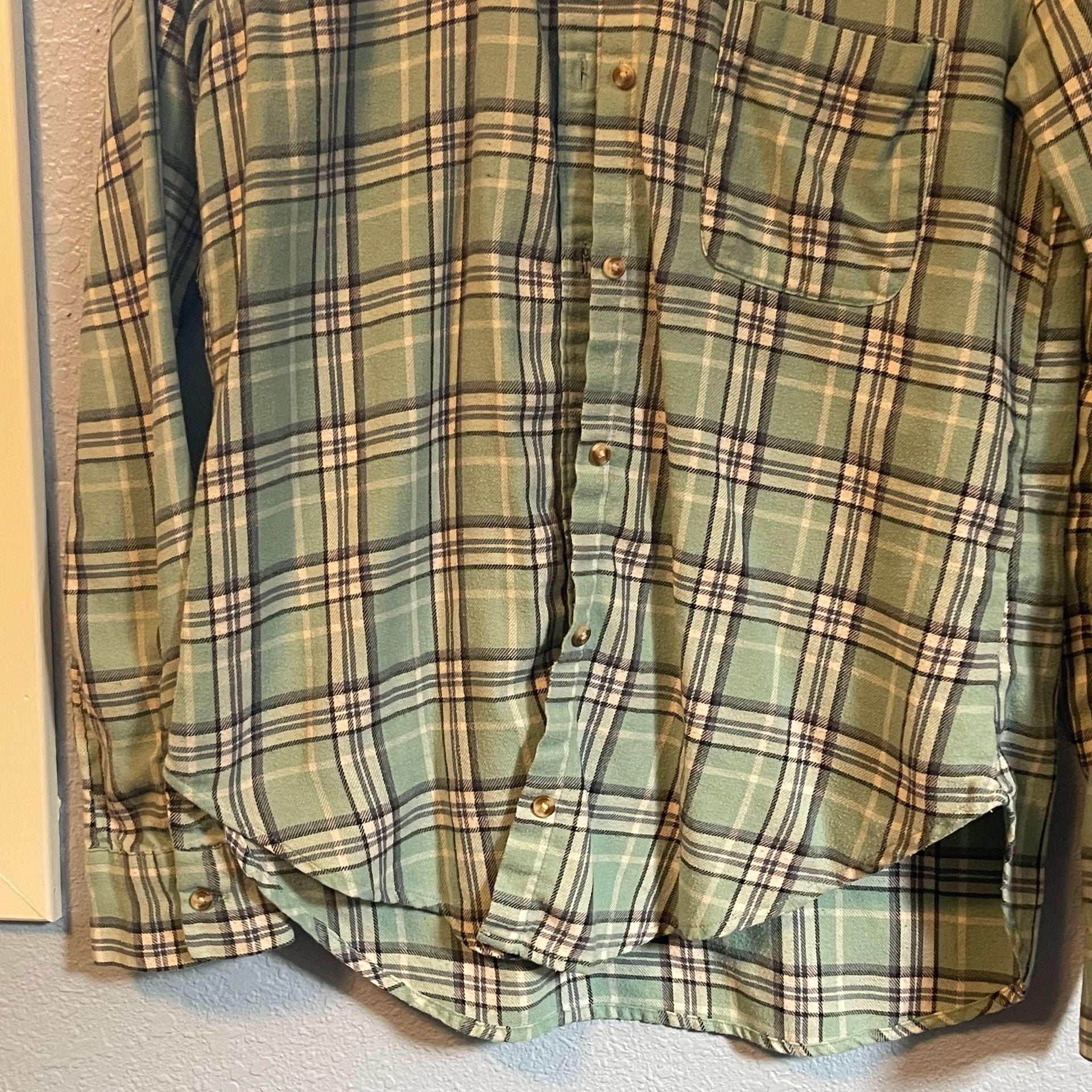 Hollister S Small Seafoam Plaid Button Up Long Sleeve Flannel y2k 3