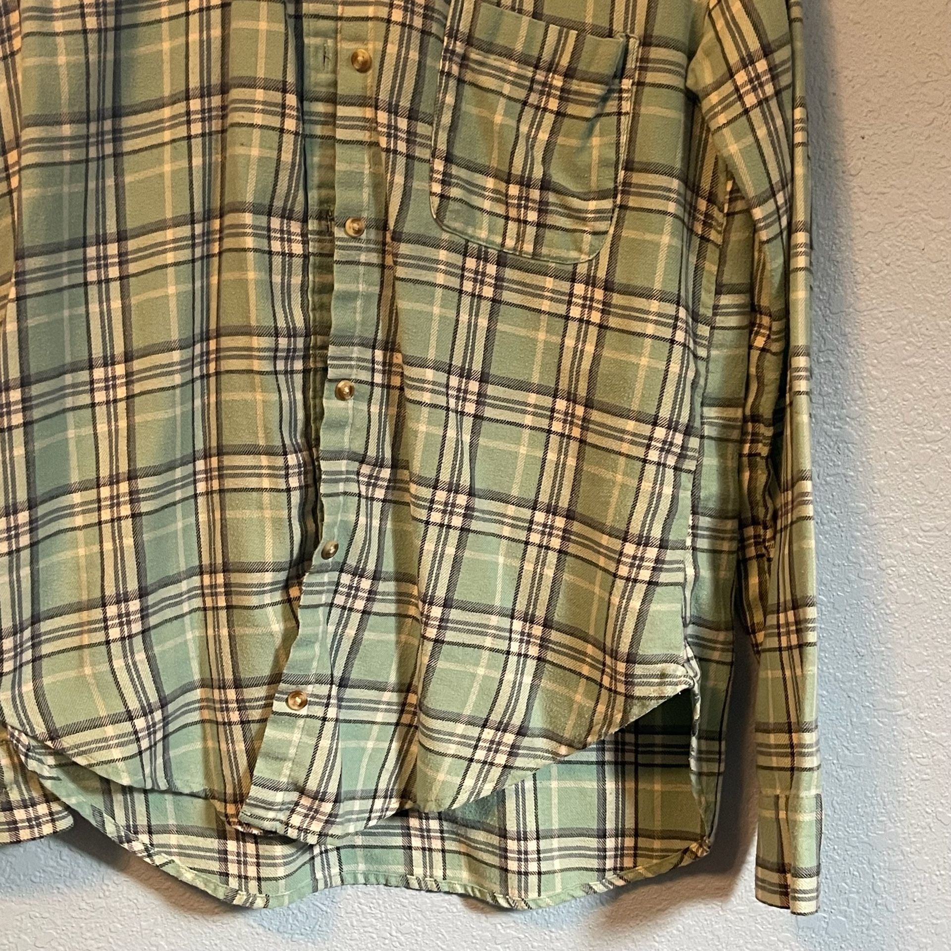 Hollister S Small Seafoam Plaid Button Up Long Sleeve Flannel y2k 4