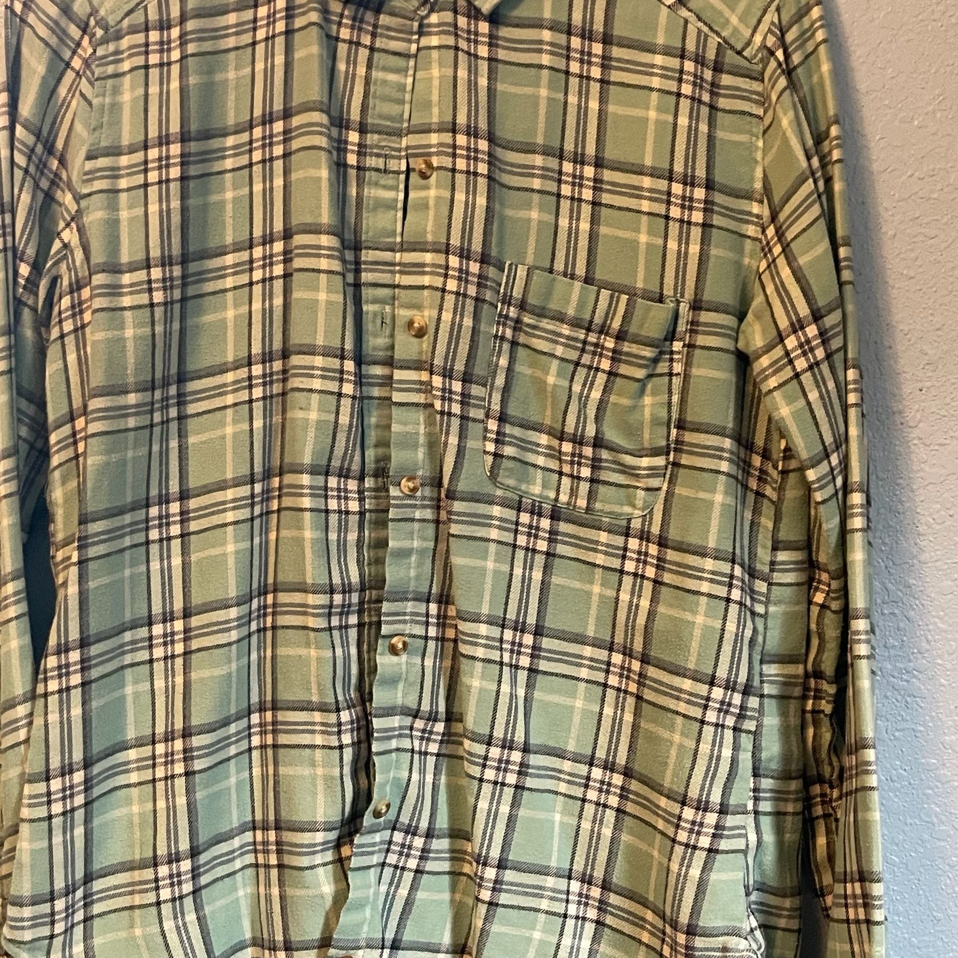 Hollister S Small Seafoam Plaid Button Up Long Sleeve Flannel y2k 5