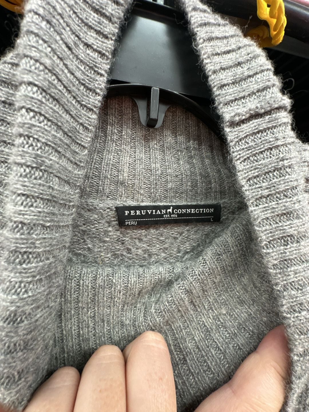 Peruvian Connection Grey Cable Knit Turtleneck Sweater Dress 3