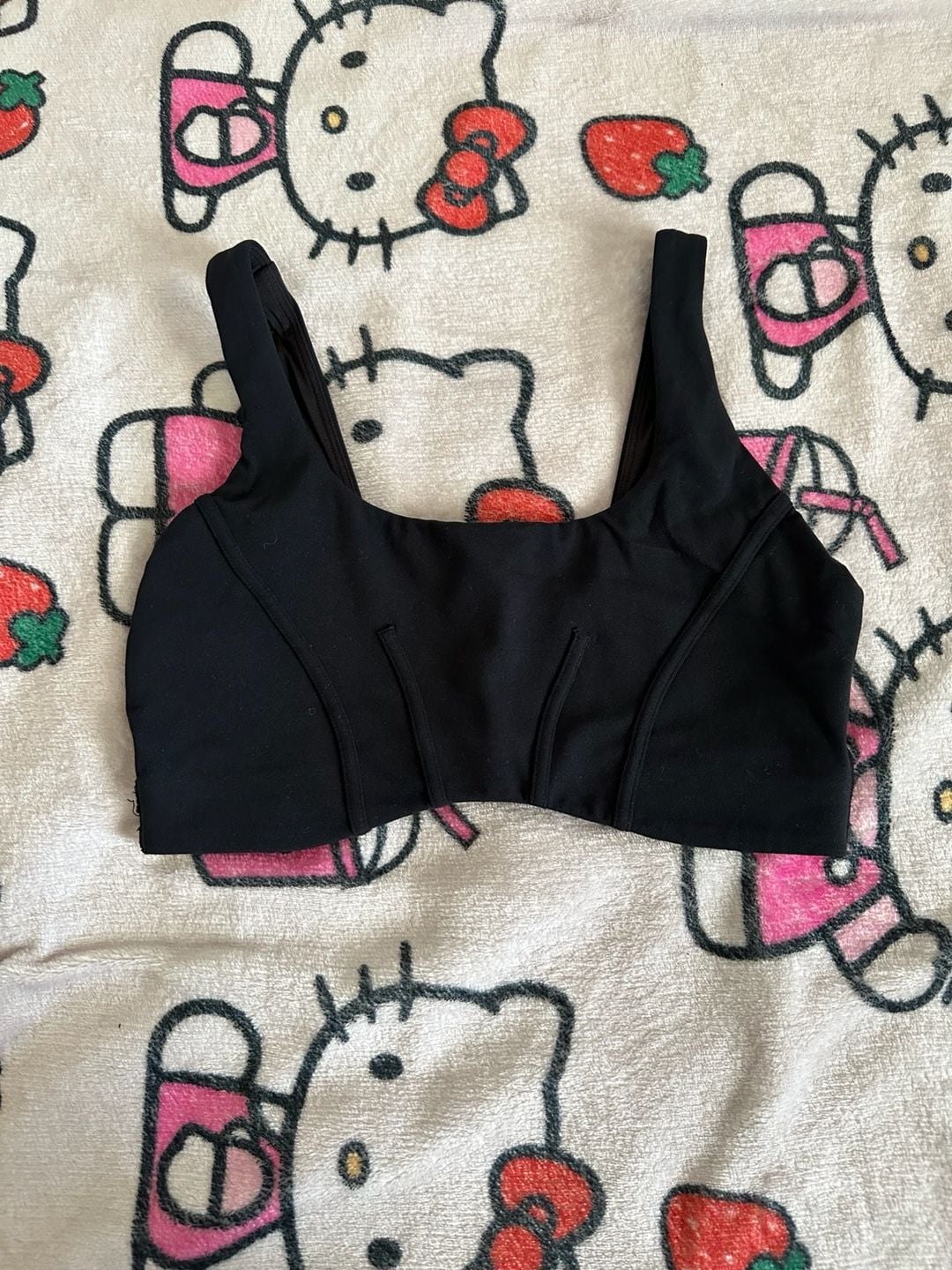 Black Athletic Activewear Set Including Ribbed Halter Crop Top, Sports Bra, and High-Waisted Biker Shorts 5