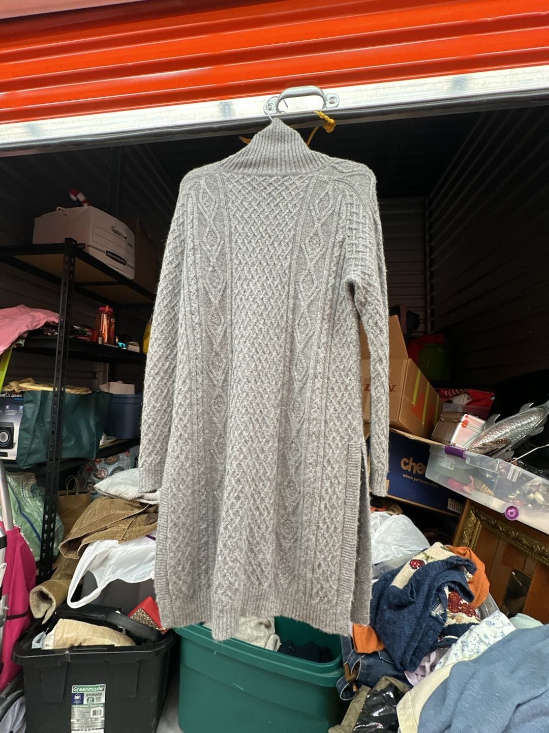 Peruvian Connection Grey Cable Knit Turtleneck Sweater Dress 4