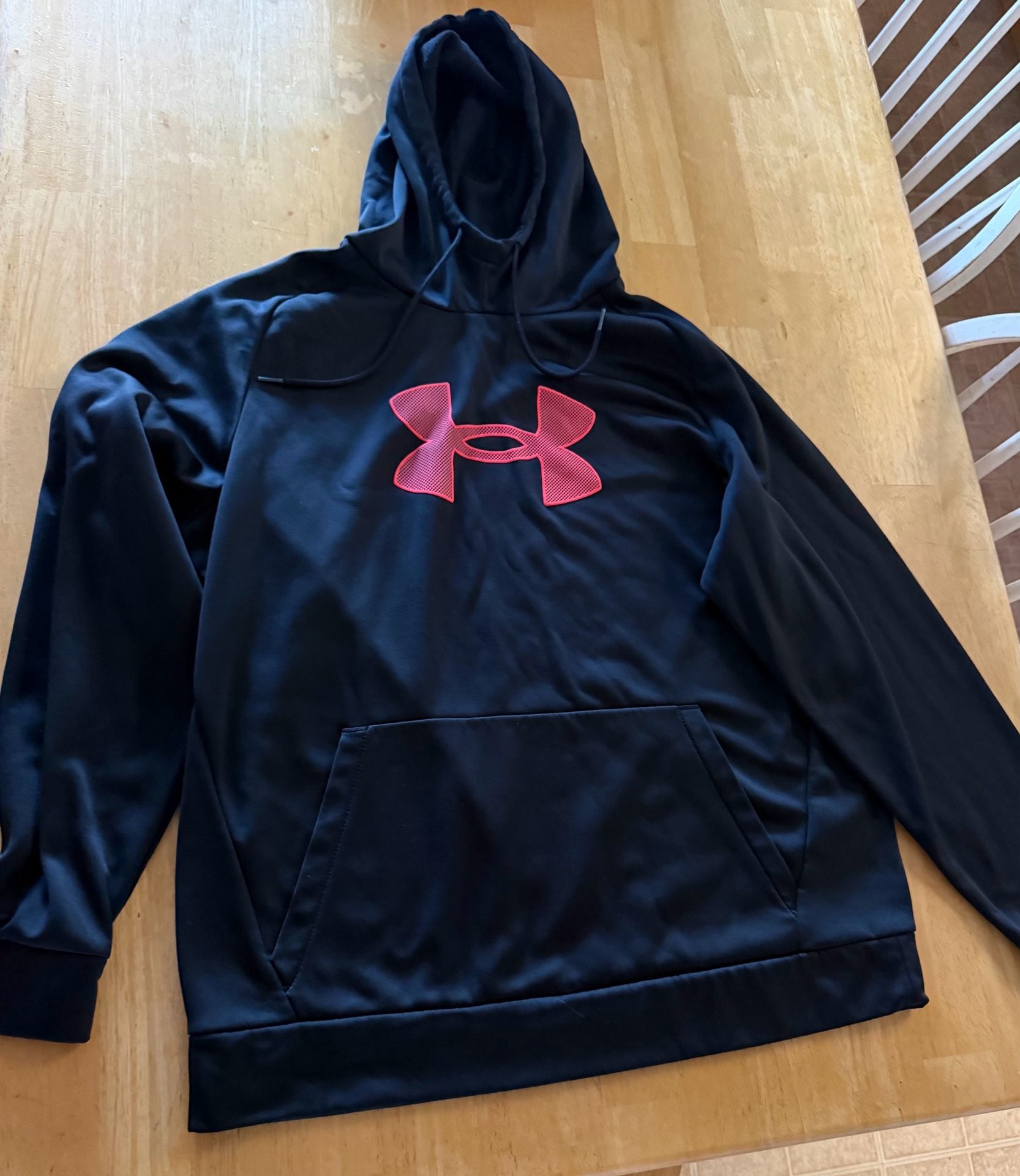 Under Armour Big Logo Fleece Hoodie Black Pink 2