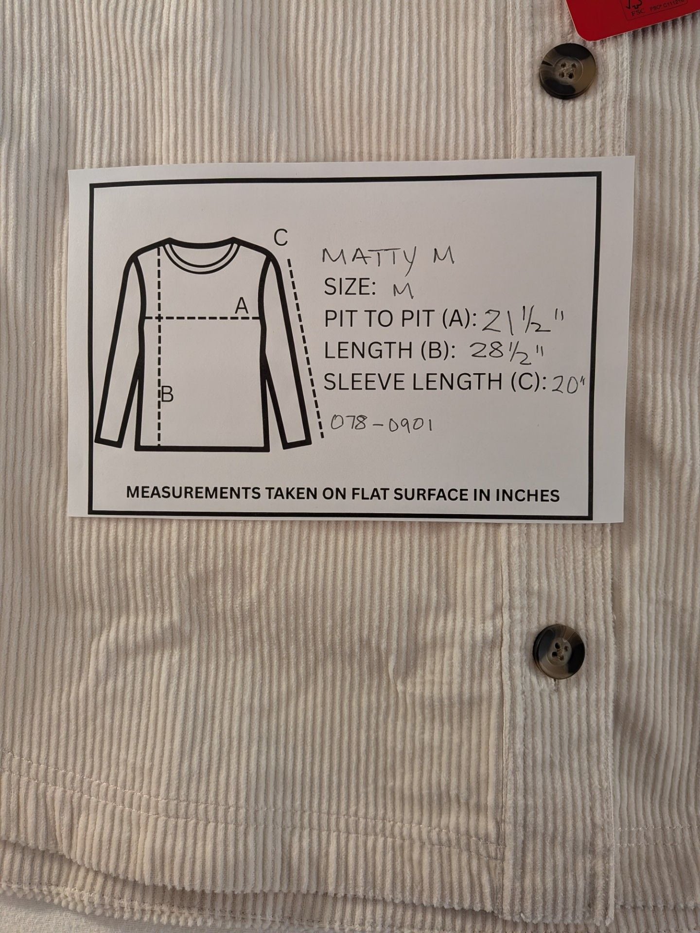 matty m Corduroy Boyfriend Shirt Jacket Size M 6