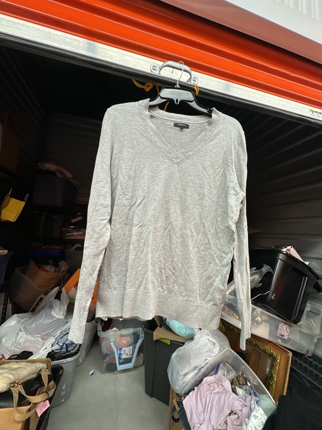 Quince V-Neck Long Sleeve Sweater Gray Size L 2