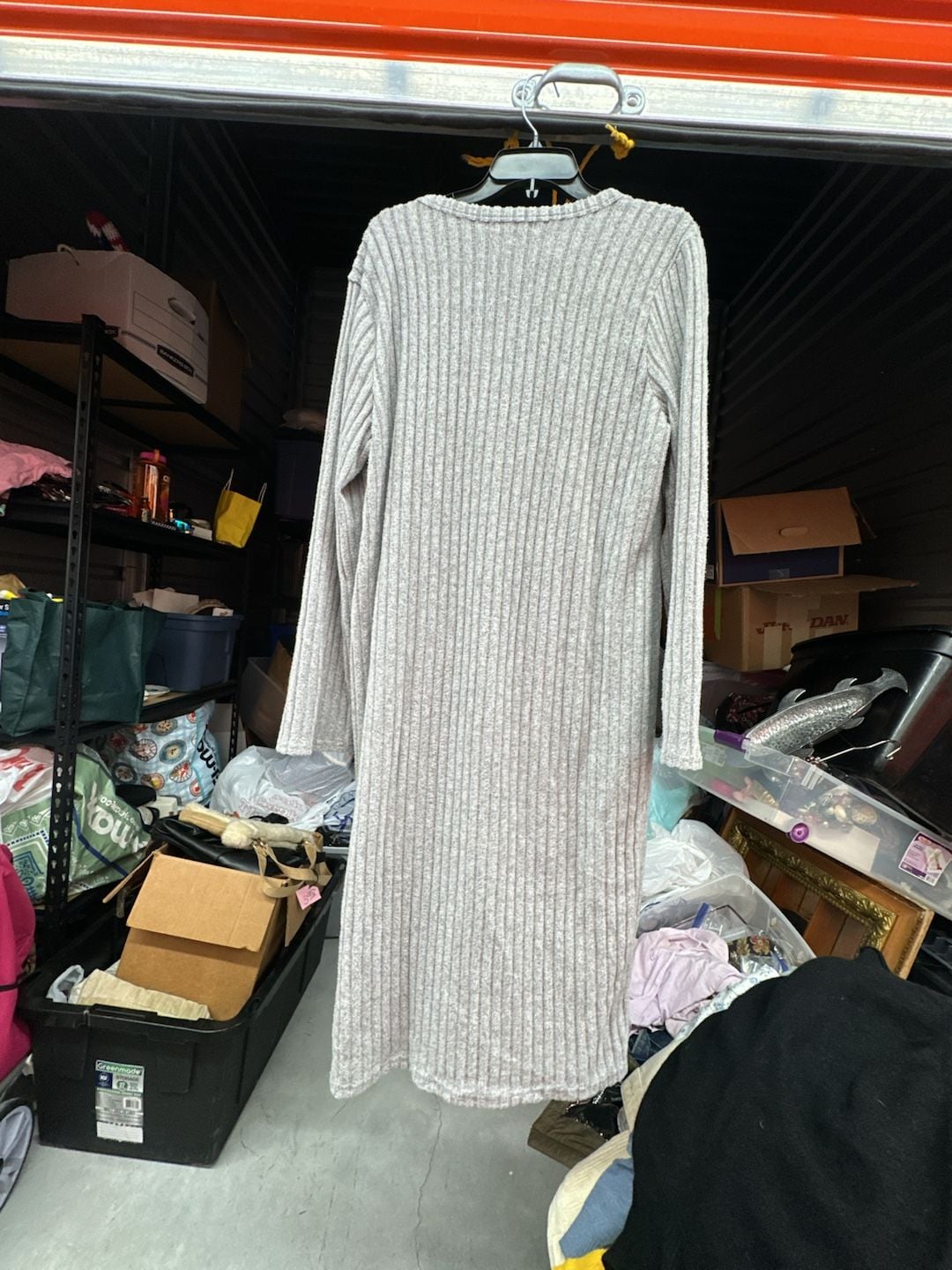 FRYE Gray Rib-Knit Button-Front Maxi Cardigan Dress 4
