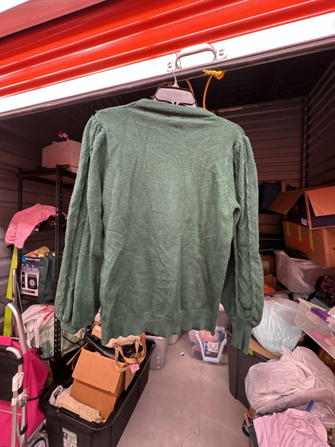 &merci Women Green Cable Knit Lantern Sleeve Crew Neck Pullover Sweater Plus Size 2XL 5