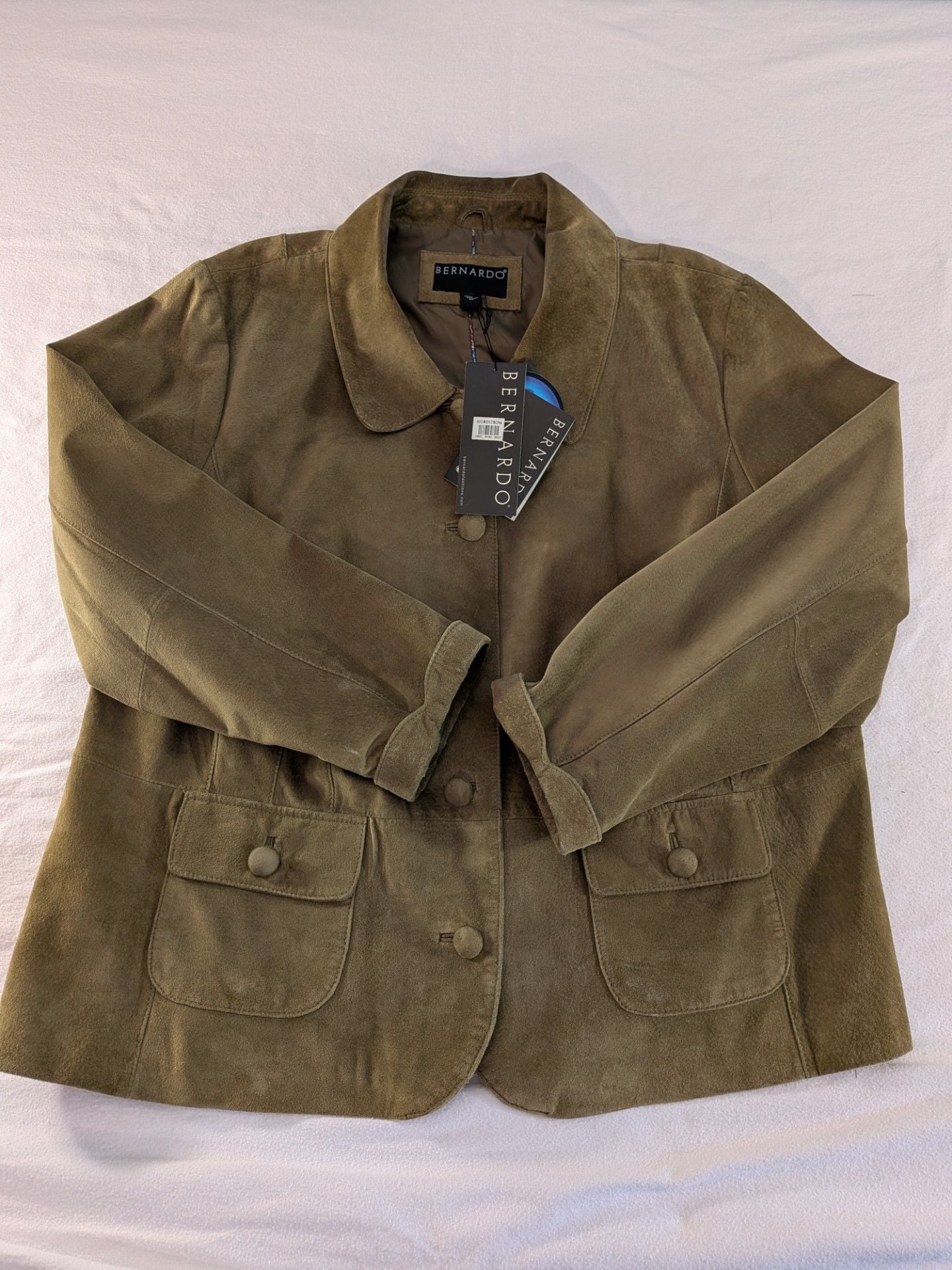 Bernardo Suede Olive Green Button Front Jacket 3X NWT 2