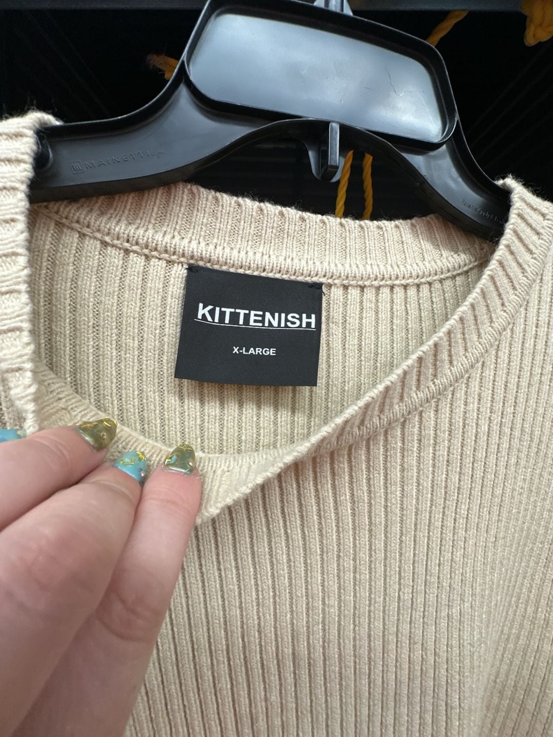 Kittenish X-Large Beige Ribbed Knit Pullover Sweater 4